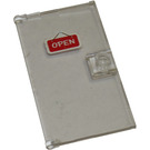 LEGO Transparent Door 1 x 4 x 6 with Stud Handle with white 'open' on red background Sticker (60616)