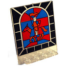 LEGO Transparent Tür 2 x 5 x 5 Revolving mit Stained Glas mit Knight auf Pferd (30102)