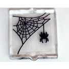 LEGO Transparent Glass for Window 1 x 2 x 2 with Spider and Web in Upper Left Corner Sticker (60601)