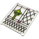 LEGO Transparant Glas for Venster 1 x 3 x 3 met Stained Glas Lines en Tulip Patroon Sticker (51266)
