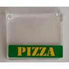 LEGO Transparant Glas for Venster 1 x 4 x 3 Opening met 'PIZZA' Sticker (60603)