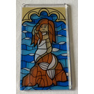 LEGO Transparant Glas for Venster 1 x 4 x 6 met stained-Glas mermaid sitting Aan Steen Sticker (6202)