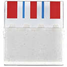 LEGO Transparant Glas for Venster 4 x 4 x 3 met Rood, Blauw & Wit Strepen Sticker (4448)