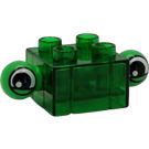 LEGO Transparent Green Duplo Brick 2 x 2 with turning eye extensions