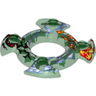 LEGO Transparent Green Ninjago Spinner Crown with Swirl Ends and Blue and Red Decoration (10461)