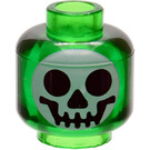 LEGO Transparent Green Plain Head with Skull Decoration (Safety Stud) (3626)