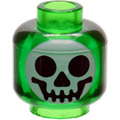 LEGO Transparent Green Plain Head with Skull Decoration (Safety Stud) (3626 / 51362)