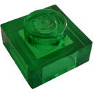 LEGO Transparant groen Plaat 1 x 1 (3024 / 30008)