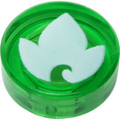 LEGO Transparent Green Tile 1 x 1 Round with Elves Earth Power Symbol (20305 / 98138)