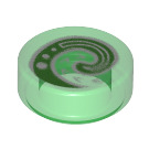 LEGO Verde trasparente Piastrella 1 x 1 Rotondo con Verde e Bianco Koru Spirale Symbol (35380 / 66504)