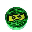 LEGO Verde transparente Plana 1 x 1 Circular con Masked Cara (98138)