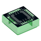 레고 투명한 녹색 타일 1 x 1 ~와 함께 Ultra Chip 그루브와 함께 (3070 / 18512)