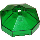 LEGO Transparant Groen Voorruit 6 x 6 Octagonal Overkapping met asgat (2418)