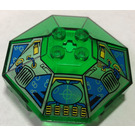 LEGO Transparant Groen Voorruit 6 x 6 Octagonal Overkapping met Hydronauts met asgat (2418)