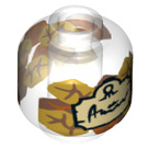 LEGO Transparent Head with Leaves and Tan Label with Script Writing  (Recessed Solid Stud) (3626 / 79160)