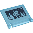 LEGO Transparent Light Blue Book Cover with Control Tower and Trees on Screen