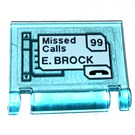 LEGO Transparentes Hellblau Book Cover mit Missed Calls 99 E. BROOK Aufkleber (24093)