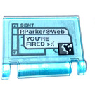 LEGO Transparent Light Blue Book Cover with Sent P. Parker@Web YOU'RE FIRED >:( Sticker (24093)