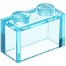 LEGO Transparent Light Blue Brick 1 x 2 without Bottom Tube (3065 / 35743)