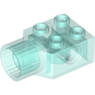 LEGO Transparant Lichtblauw Steen 2 x 2 met Gat en Rotation Joint Socket (48169 / 48370)