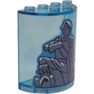 LEGO Bleu clair transparent Cylindre 2 x 4 x 4 Demi avec Prince Eric Statue Autocollant (6218)