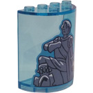 LEGO Transparent Light Blue Cylinder 2 x 4 x 4 Half with Prince Eric Statue Sticker (6218)