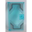 LEGO Transparent Light Blue Door 1 x 4 x 6 with Stud Handle with Dark Stone Gray and Black Pattern Sticker (35290)