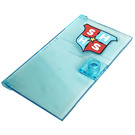 LEGO Transparent Light Blue Door 1 x 4 x 6 with Stud Handle with Logo 'Super Hero High School' Sticker (35290)