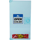 LEGO Transparent Light Blue Door 1 x 4 x 6 with Stud Handle with 'OPEN 8-20' and 'X TREME' Sticker (35290)