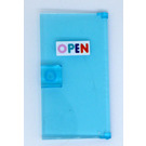 LEGO Transparent Light Blue Door 1 x 4 x 6 with Stud Handle with 'OPEN' Sticker (35290)