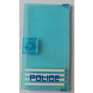 LEGO Transparent Light Blue Door 1 x 4 x 6 with Stud Handle with POLICE (left) Sticker (35290)