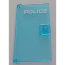 LEGO Transparentes Hellblau Tür 1 x 4 x 6 mit Stud Griff mit Weiß 'Polizei' Aufkleber (35290)