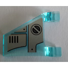 LEGO Transparant Lichtblauw Vlag 2 x 2 Angled met Filler Pet en Zilver Panels met Rooster (Links) Sticker zonder uitlopende rand (44676)