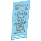 LEGO Transparent Light Blue Flag 7 x 3 with Bar Handle with ‘MARK I RECONSTRUCTION’ Iron Man Blueprint Sticker