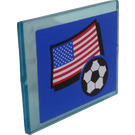 LEGO Transparant Lichtblauw Glas for Venster 1 x 4 x 3 met American Vlag en Bal Sticker (zonder cirkel) (3855)