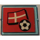 LEGO Transparent Light Blue Glass for Window 1 x 4 x 3 with Flag of Denmark and Football Sticker (without Circle) (3855)