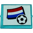 LEGO Transparant Lichtblauw Glas for Venster 1 x 4 x 3 met Vlag of Netherlands en Football Sticker (zonder cirkel) (3855)