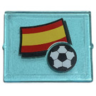 LEGO Transparent Light Blue Glass for Window 1 x 4 x 3 with Spain Flag Sticker (without Circle) (3855)