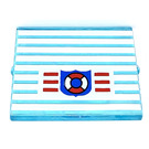 LEGO Transparent Light Blue Glass for Window 1 x 4 x 3 with Stripes and Coast Guard Sticker (without Circle) (3855)