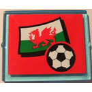 LEGO Transparent Light Blue Glass for Window 1 x 4 x 3 with Welsh Flag and Football Sticker (without Circle) (3855)