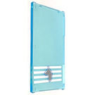 LEGO Transparent Light Blue Glass for Window 1 x 4 x 6 with Canine Logo and White Lines Sticker (6202)