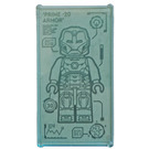LEGO Bleu clair transparent Verre for Fenêtre 1 x 4 x 6 avec Iron Man 'PRIME -20 ARMOR' Autocollant (6202)
