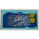 LEGO Transparent Light Blue Glass for Window 1 x 4 x 6 with Map Screen and '01-20 SAVE NINJA' and 'MILK!' Sticky Notes Sticker (6202)