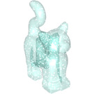 LEGO Transparenter hellblauer Glitter Standing Katze mit Lange Schwanz (80829)