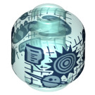 LEGO Transparent Light Blue Minifigure Head with Decoration (Recessed Solid Stud) (3626)