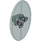 LEGO Transparent Light Blue Oval Shield with Silver Plates with Yellow Rivets (13321 / 92747)