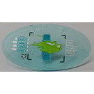 LEGO Transparent Light Blue Oval Shield with 'TOXIKITA' and Lime Liquid on Computer Screen Sticker (30947)