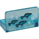 LEGO Transparent Light Blue Panel 1 x 2 x 1 with Fish Swimming Right and White Bubbles Sticker with Rounded Corners (4865)
