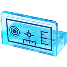LEGO Transparent Light Blue Panel 1 x 2 x 1 with Rings, Cross, Frame, Lines Sticker with Rounded Corners (4865)