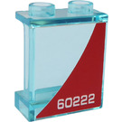 LEGO Transparent Light Blue Panel 1 x 2 x 2 with '60222' (Left Side) Sticker with Side Supports, Hollow Studs (6268)